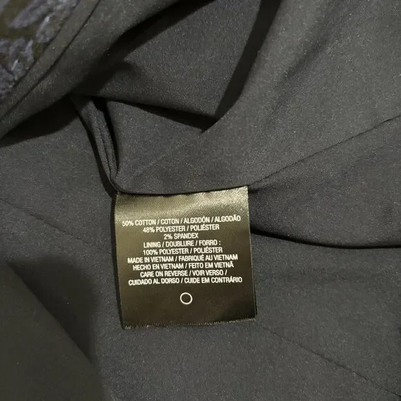 T Tahari Navy Blazer Womens 8 Tapestry Dark Floral Gothic Career Jacket 1 Button - Picture 9 of 12